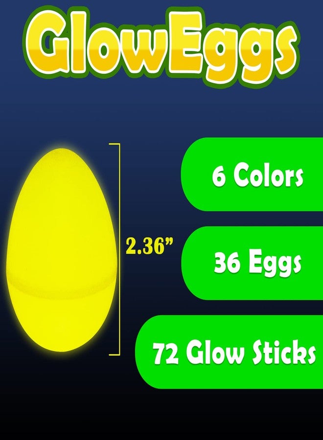 MGparty Glow in The Dark Easter Egg Hunt Set - 36 Fillable Plastic Eggs with 72 Mini Glow Sticks for Kids - Easter Basket Stuffers, Party Favors, Classroom Prizes, and Game Supplies - Image 2